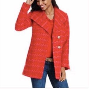 CAbi Sloan Tweed Red & Pink Pea Coat